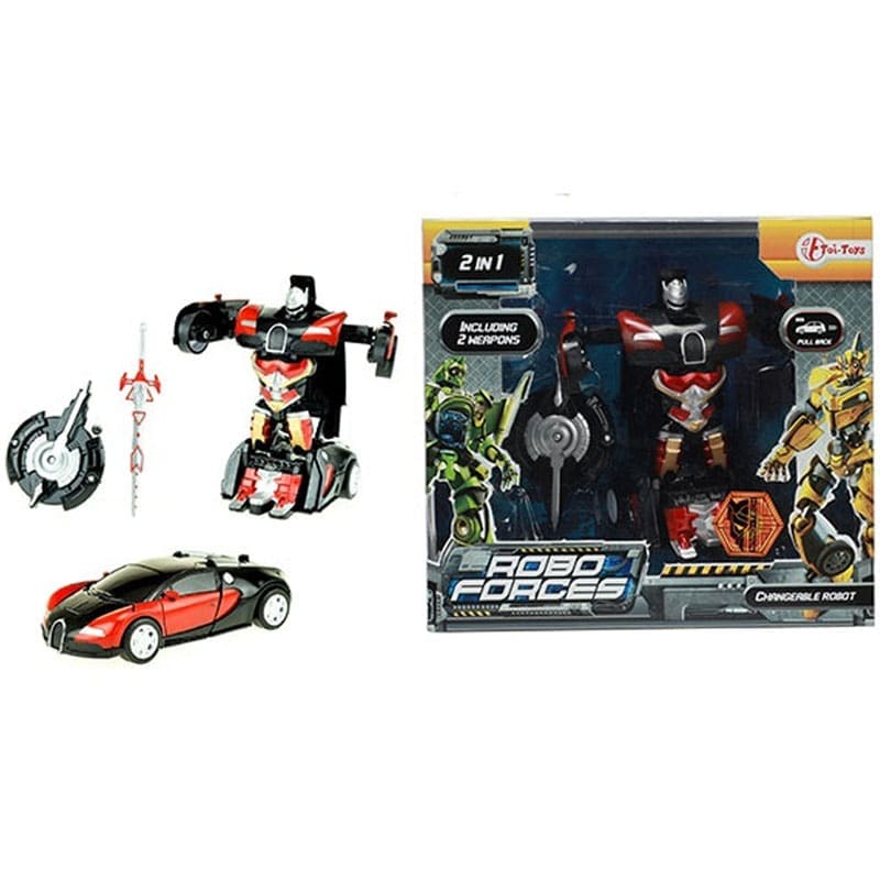 ROBOFORCES Transformerende 2i1 Robot (10 cm) Med Pullback