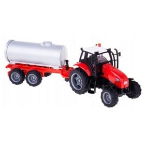 Kids Globe Traktor Med Trailer Lyd, Lys Og Pullback Funktion - Flere Varianter - Rød Traktor Med Tankvogn