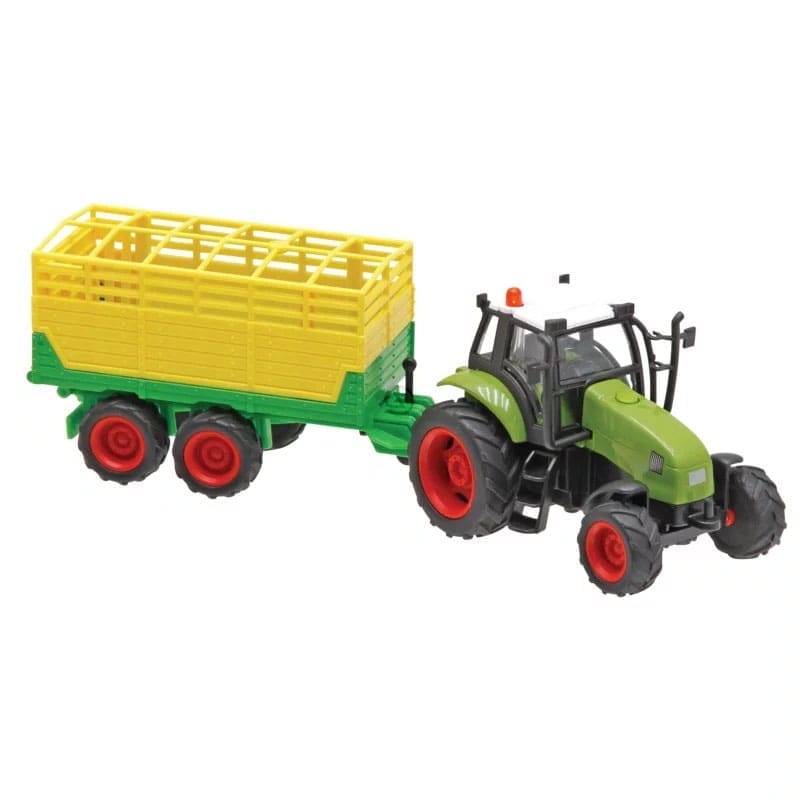 Kids Globe Traktor Med Trailer Lyd, Lys Og Pullback Funktion - Flere Varianter - Traktor Med Gulvogn