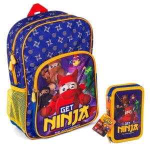 (Pakketilbud) Ninja Skoletaske (36 cm) + Ninja Dobbelt Penalhus Med Fyld
