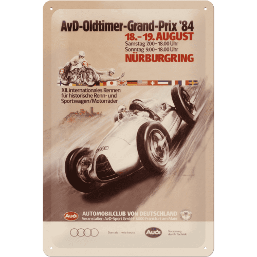 Nostalgic-Art Tin Sign 20 X 30cm Audi Avd Oldtimer Grand Prix Str 30x0x20