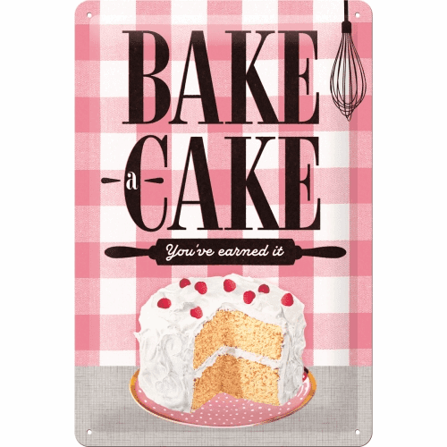 Bake Cake Tin Sign 20x30 cm