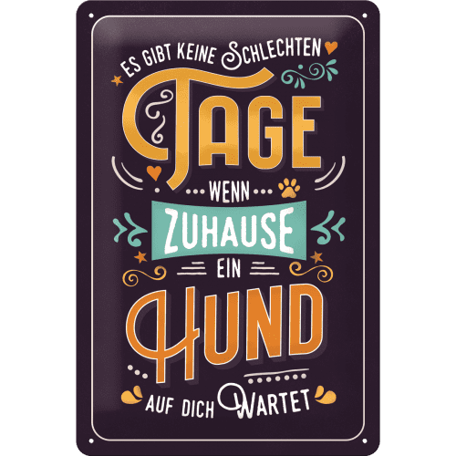 Nostalgic-Art Tin Sign 20 X 30 Wenn Zuhause Ein Hund Wartet
