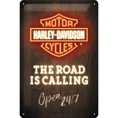 Nostalgic-Art Harley-Davidson Road Is Calling Neon Str. Tin Sign 20x30