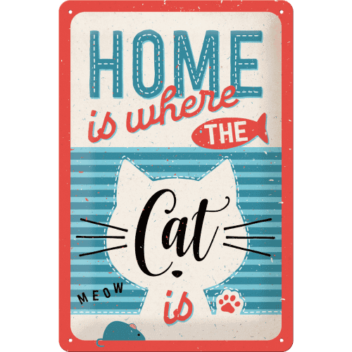 Nostalgic-Art Tin Sign 20 X 30 Home Is Where The Cat Is
