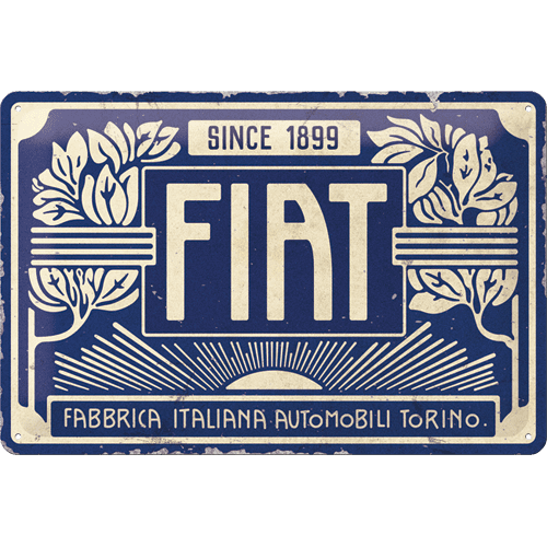 Nostalgic-Art Tin Sign 20 X 30 Fiat - Since 1899 Logo Blue