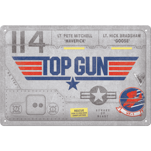 Top Gun - Aircraft Metal Skilt 20 x 30 cm