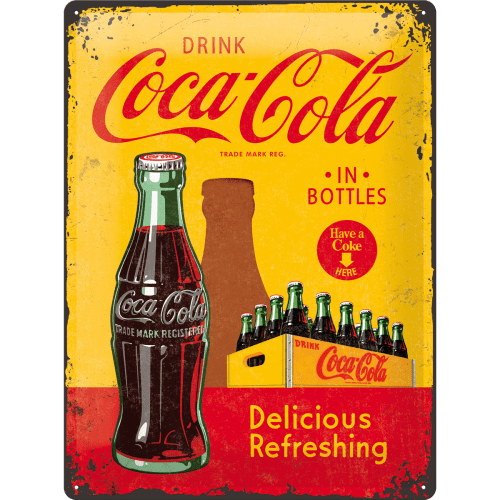 Nostalgic-Art Tin Sign 30x40cm Coca-Cola - In Bottles Yellow Str. 40x0x30