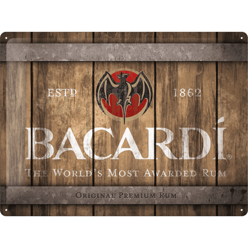 Nostalgic-Art Tin Sign 30 X 40 Bacardi - Wood Barrel Logo