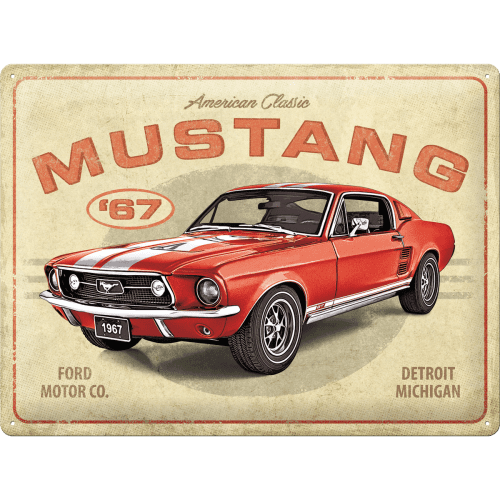 tin sign 30 x 40 Ford Mustang - GT 1967 Red