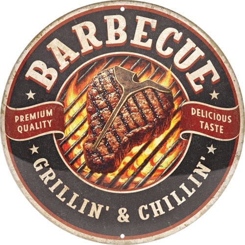 Barbecue - Grillin' & Chillin' Skilt Ø35