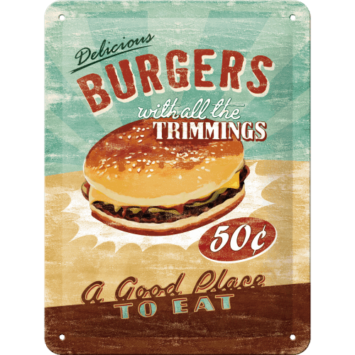 Burgers, Tin Sign (15x20cm)