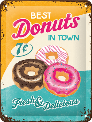 Nostaltic Art Tin Sign 15x20cm Donuts