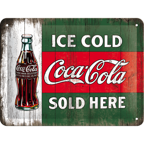 Coca-Cola - Ice Cold Sold Here, Tin Sign 15x20cm