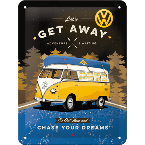 Skilt - 15x20 - Vw Bulli - Let's Get Away Night