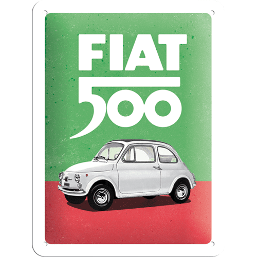 Skilt - 15x20 - Fiat 500 - Italian Colours