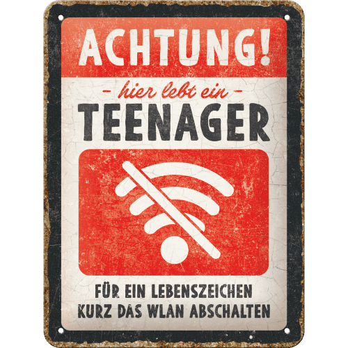 Achtung Teenager WLAN (15x20cm)