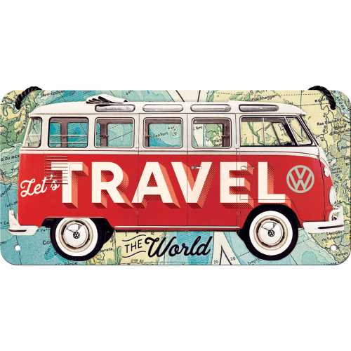 Skilt - 10x20 - Vw Bulli - Let's Travel The World