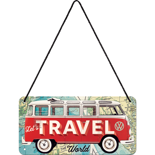 Skilt - 10x20 - Vw Bulli - Let's Travel The World