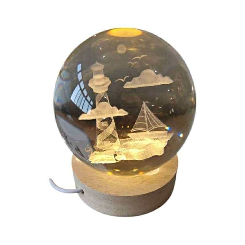 3D Glasball Sejlbåd