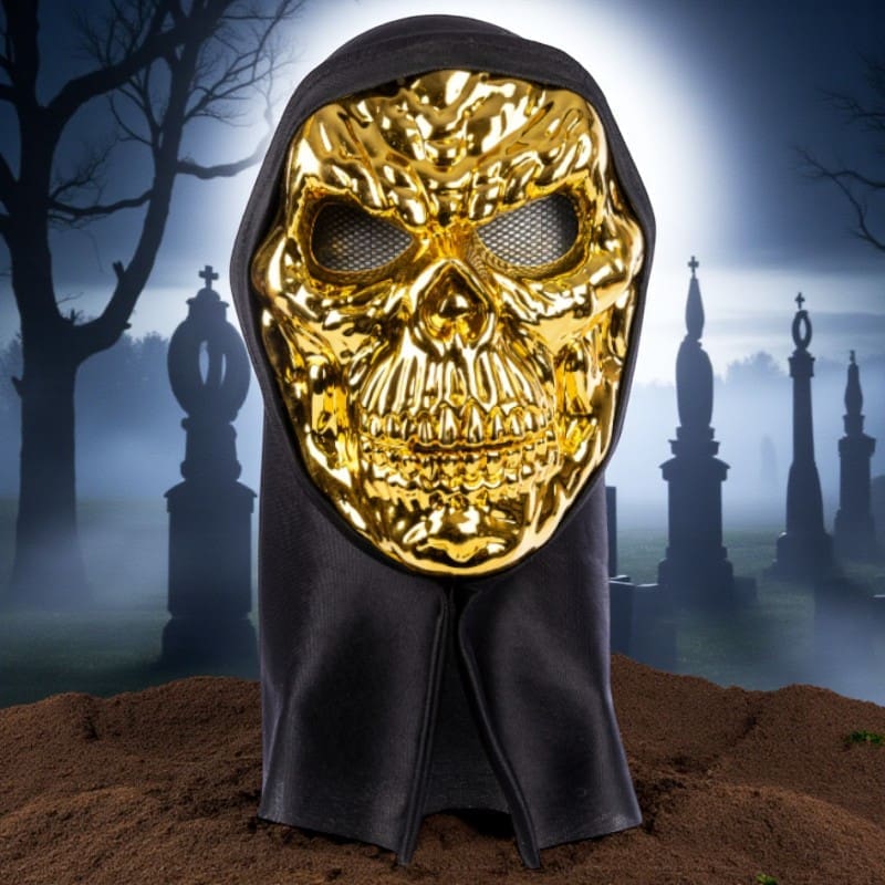 RIO Guld Skeletmaske M/hætte