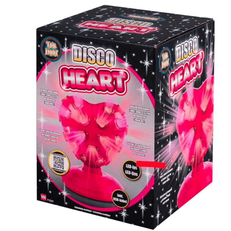 Hjertediskokugle Med LED-Lys (20 cm)