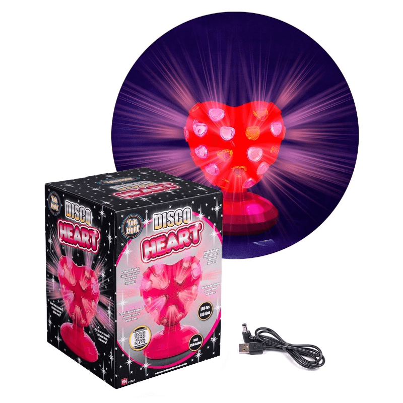 Hjertediskokugle Med LED-Lys (20 cm)